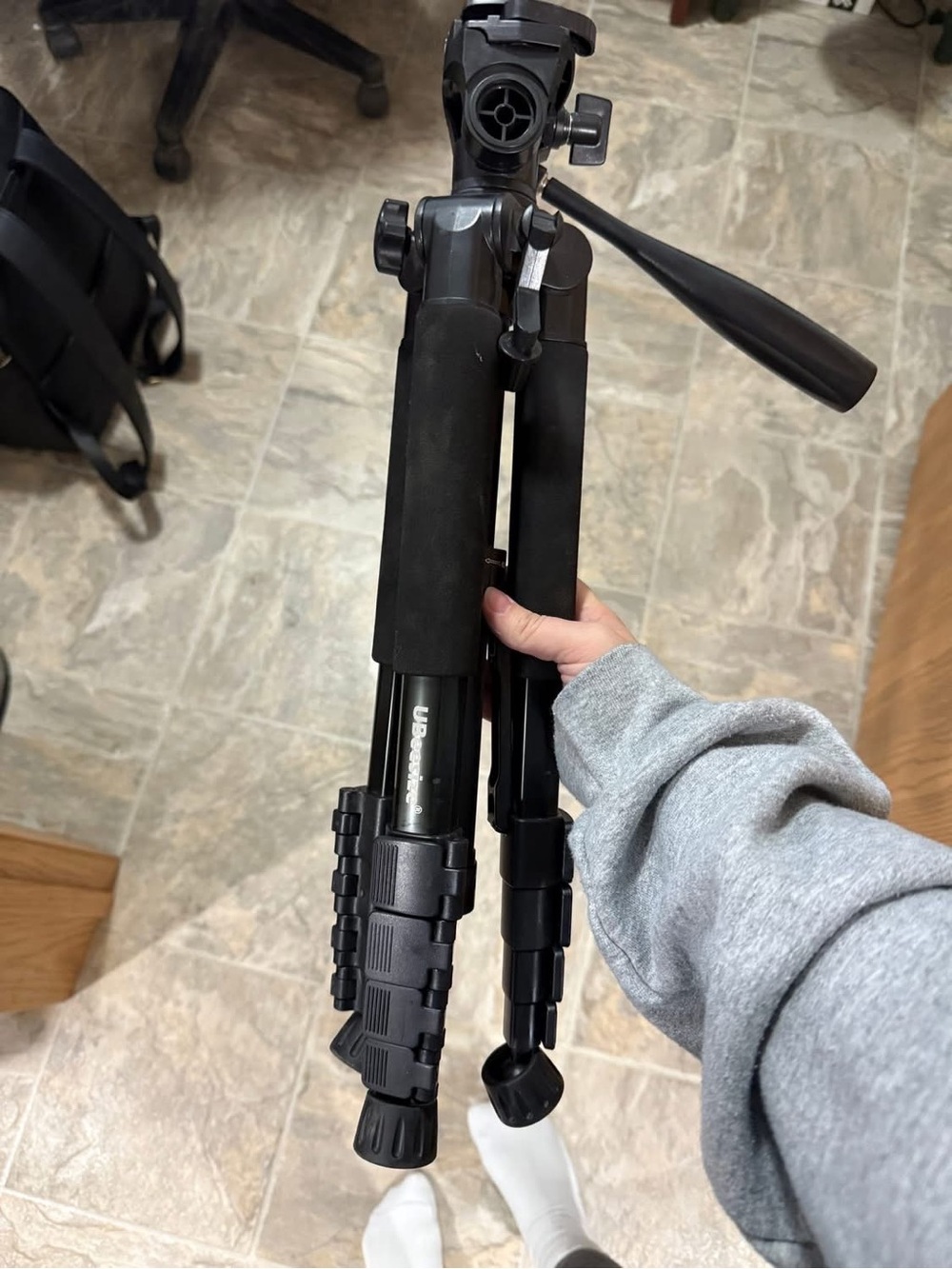 Black Travel Camera Tripod with Quick-Adjust Head